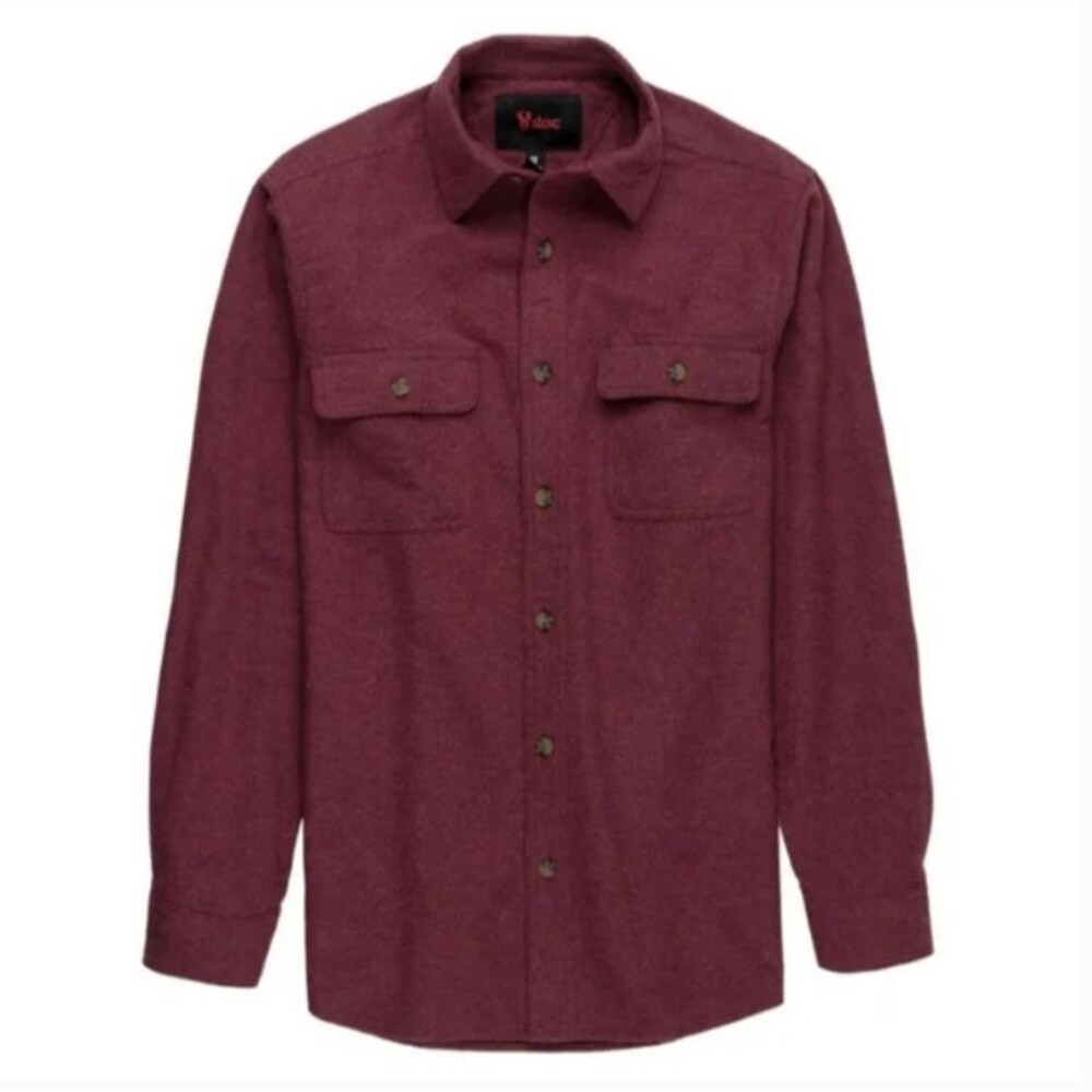 Stoic Hemlock Chamois Shirt Mens Size S Burgundy Heavy Flannel Outdoor Shacket